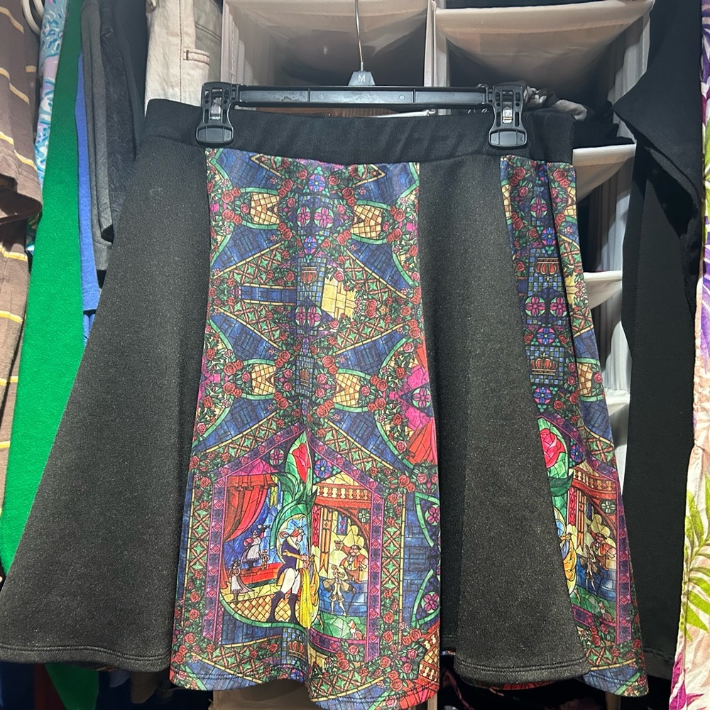 Beauty and the Beast Stained Glass Skater Skirt Torrid Sz 1x